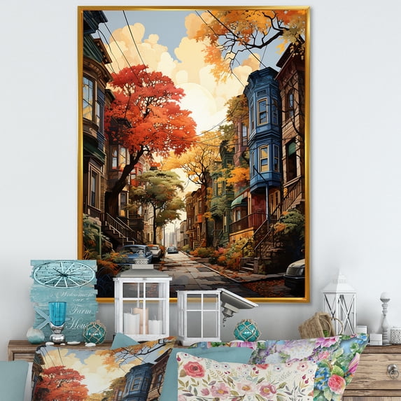 Designart "Revival of the Harlem Renaissance III" Cityscapes Floater Framed Wall Art Print