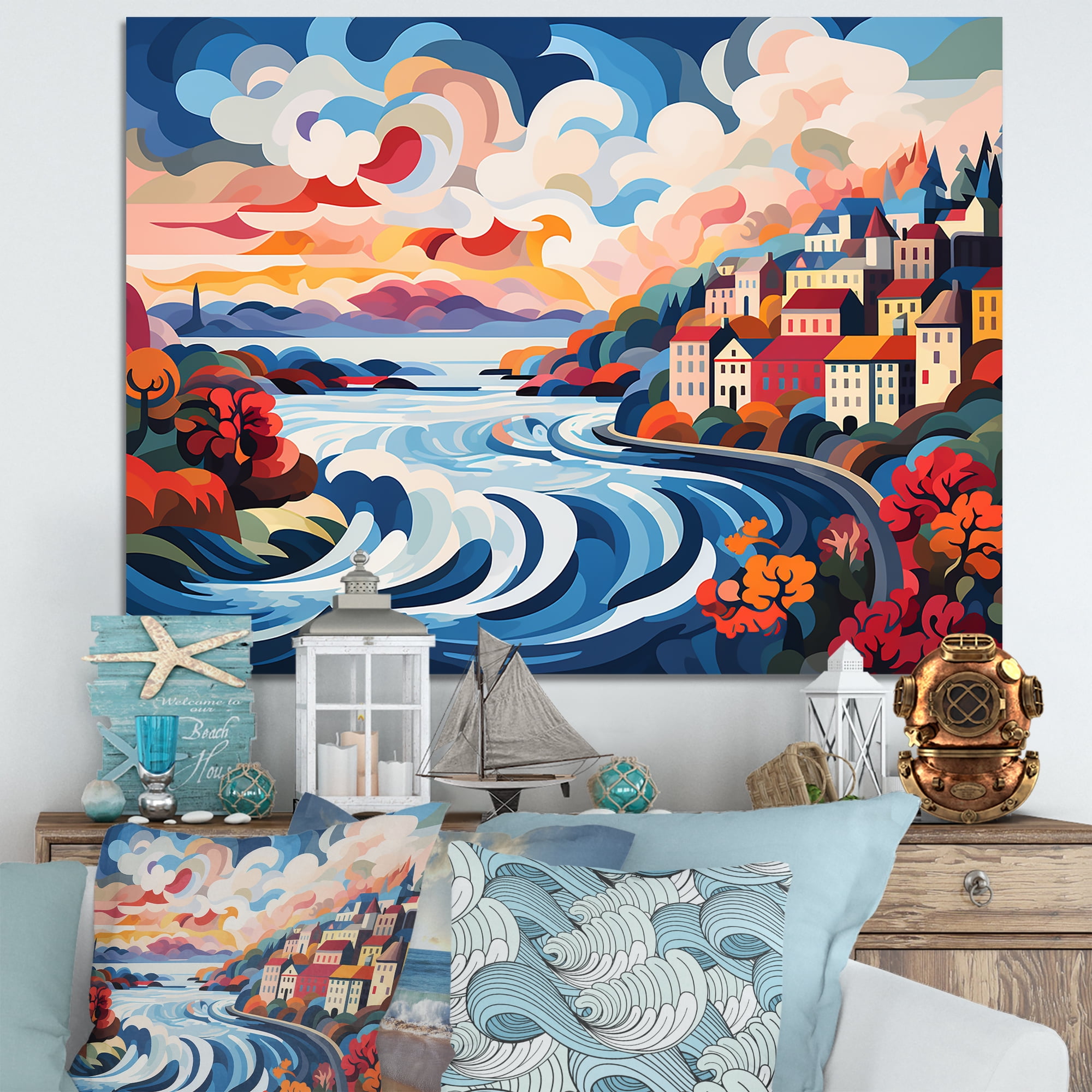 Designart "Reykjavik Landscape in Iceland III" Extra Large Coastal Wall