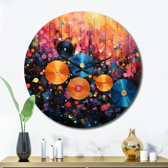 Designart "Rhapsodic Vinyl Record I" Music Oversized Wall Clock