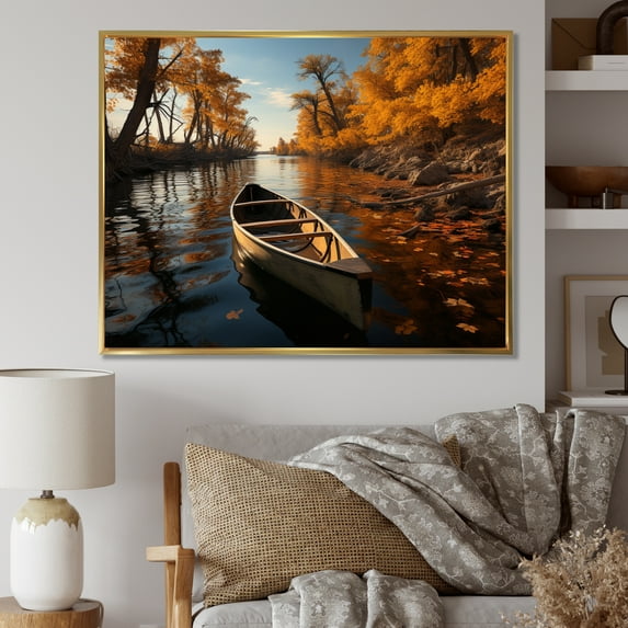 Designart "Rhapsody Along Canadian Rivers I" Transportation Floater Framed Canvas Art Print