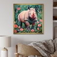 thumbnail image 1 of Designart "Rhino Paradise in Pink and Green I" Animals Framed Wall Art Decor - Modern Pink Rhinoceros Living Room Framed Canvas Art, 1 of 6
