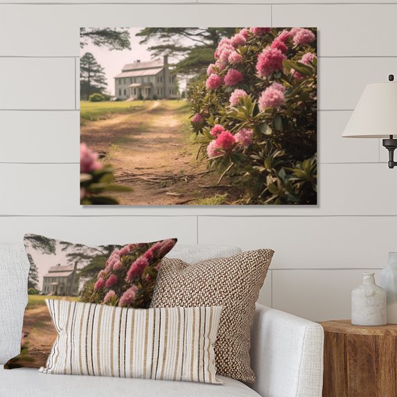 Designart "Rhododendron Blooms on the Farm II" Floral Metal Art Print
