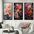 thumbnail image 1 of Designart "Rhododendron Pink composition IV" Floral & Botanical Framed Wall Art Set Of 3 - Red Rhododendron Frame Gallery Set For Office Decor, 1 of 7