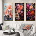 thumbnail image 1 of Designart "Rhododendron Pink composition IV" Floral & Botanical Framed Wall Art Set Of 3 - Red Rhododendron Frame Gallery Set For Office Decor, 1 of 7