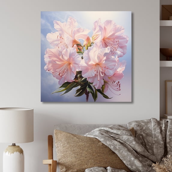 Designart "Rhododendron love Pink Bouquet II" Floral Wall Art Living Room