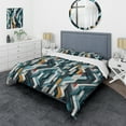 thumbnail image 1 of Designart "Rhythmic Geometry In Chic Blue" Geometric Bedding Covert Set - Modern & Contemporary Bed Set With 2 Shams, 1 of 5