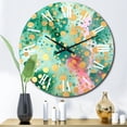 thumbnail image 1 of Designart "Rhythmic Waters in Green and Gold III" Modern Oversized Wall Clock, 1 of 5