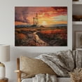 thumbnail image 1 of Designart "Rig Resonance Orange Oil Rigs in Action II" Oil Rigs / Fields Print on Natural Pine Wood, 1 of 5