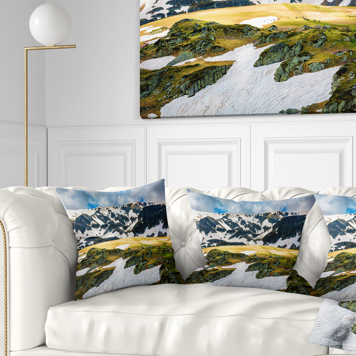 Designart Rila lakes and Mountains in Bulgaria - Landscape Printed Throw Pillow - 18x18