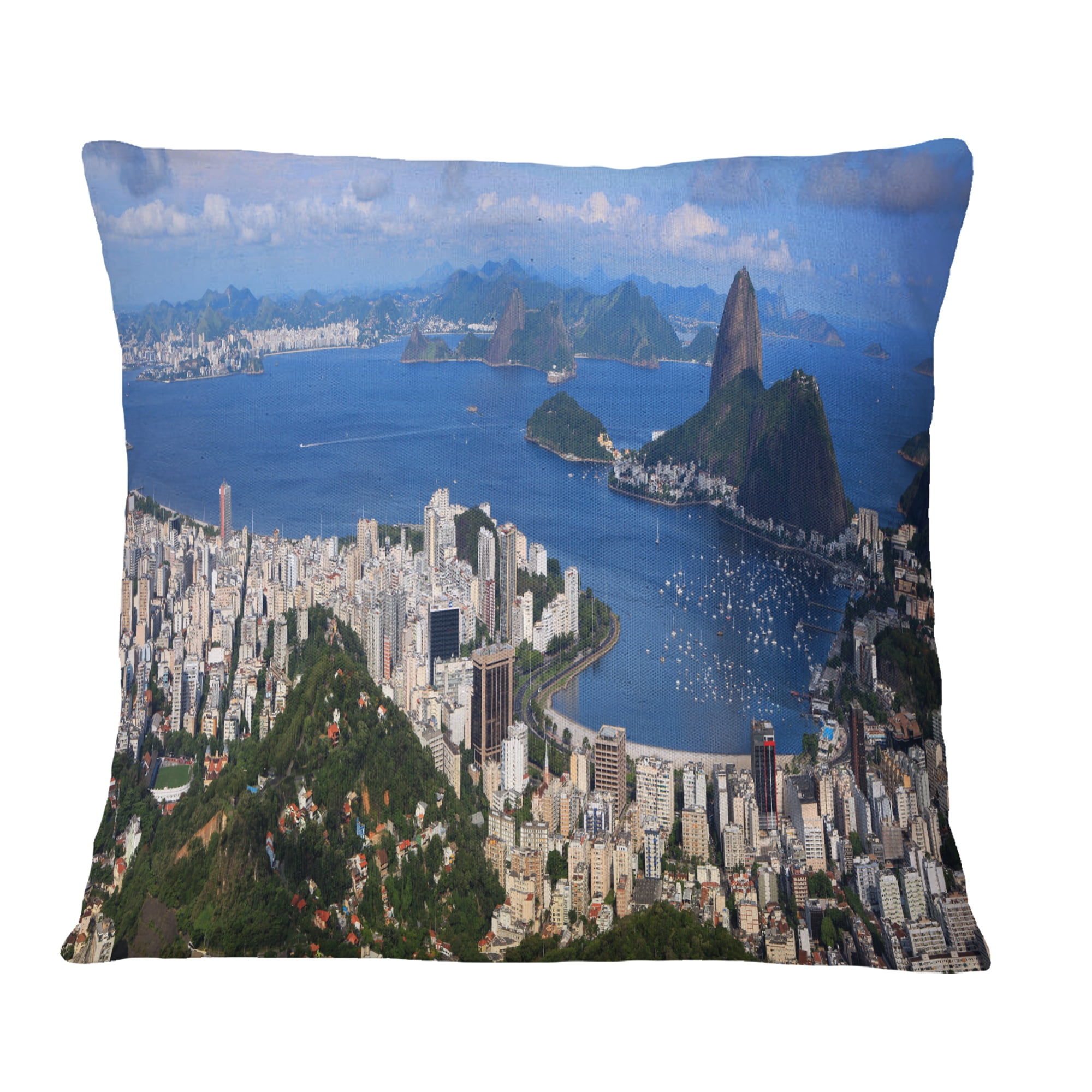 Designart Rio De Janeiro Panorama - Landscape Printed Throw Pillow - 16x16