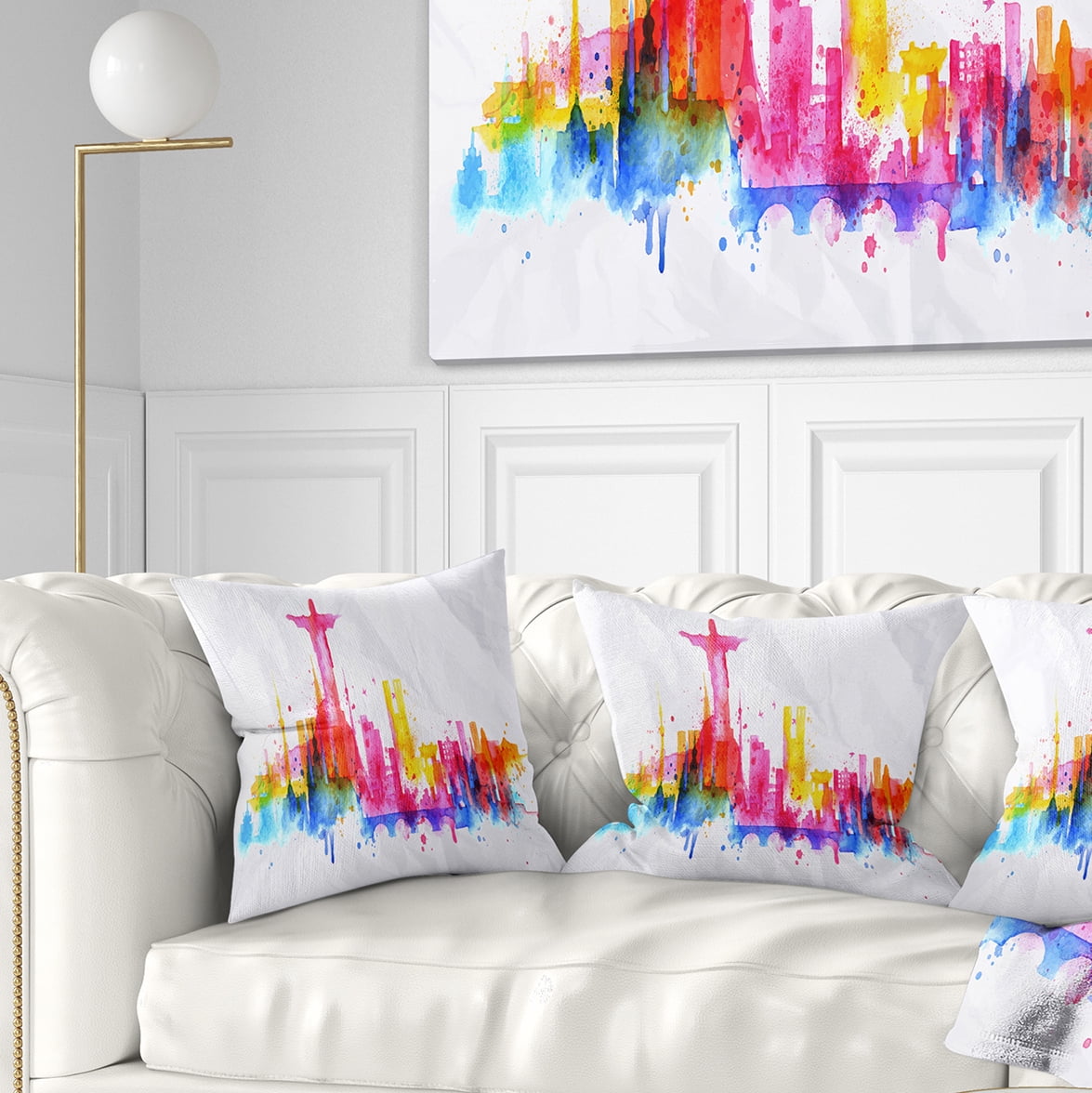Designart Rio de Janeiro Skyline - Cityscape Throw Pillow - 16x16