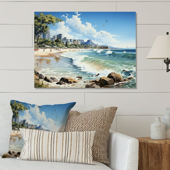 Designart "Rio s Copacabana Beach I" Nautical & Beach Metal Wall Art