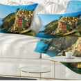 thumbnail image 1 of Designart Riomaggiore Village Rocky Beach - Seascape Throw Pillow - 12x20, 1 of 5