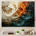 thumbnail image 1 of Designart "Ripple Waves Melody Orange and Gold Harmony IV" Abstract Wall Art - Modern Orange Abstract Painting Entryway Wall Art, 1 of 4