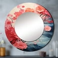 thumbnail image 1 of Designart "Rippling Reverie Flowers in Coral I" Abstract Spirals Round Mirror Wall Decor Modern - Large Coral Round Office Mirror - Round Mirror - 23" x 23", 1 of 6