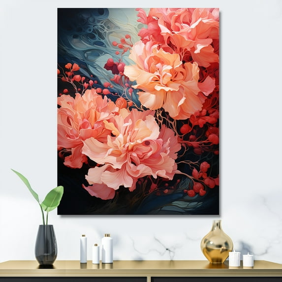Designart "Rippling Reverie Flowers In Coral" Abstract Spirals Canvas Prints