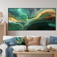 thumbnail image 1 of Designart "River Flow Abstract Green and Gold Marble IV" Extra Large Abstract Framed Wall Art - Modern Green Abstract Marble Entryway Framed Wall Art Print, 1 of 7