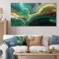 thumbnail image 1 of Designart "River Flow Abstract Green and Gold Marble IV" Oversized Abstract Wall Art - Modern Green Abstract Marble Entryway Wall Art Print, 1 of 4