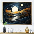 thumbnail image 1 of Designart "River Pointillism beauty At Night V" Pointillism Floater Framed Canvas Wall Art, 1 of 7