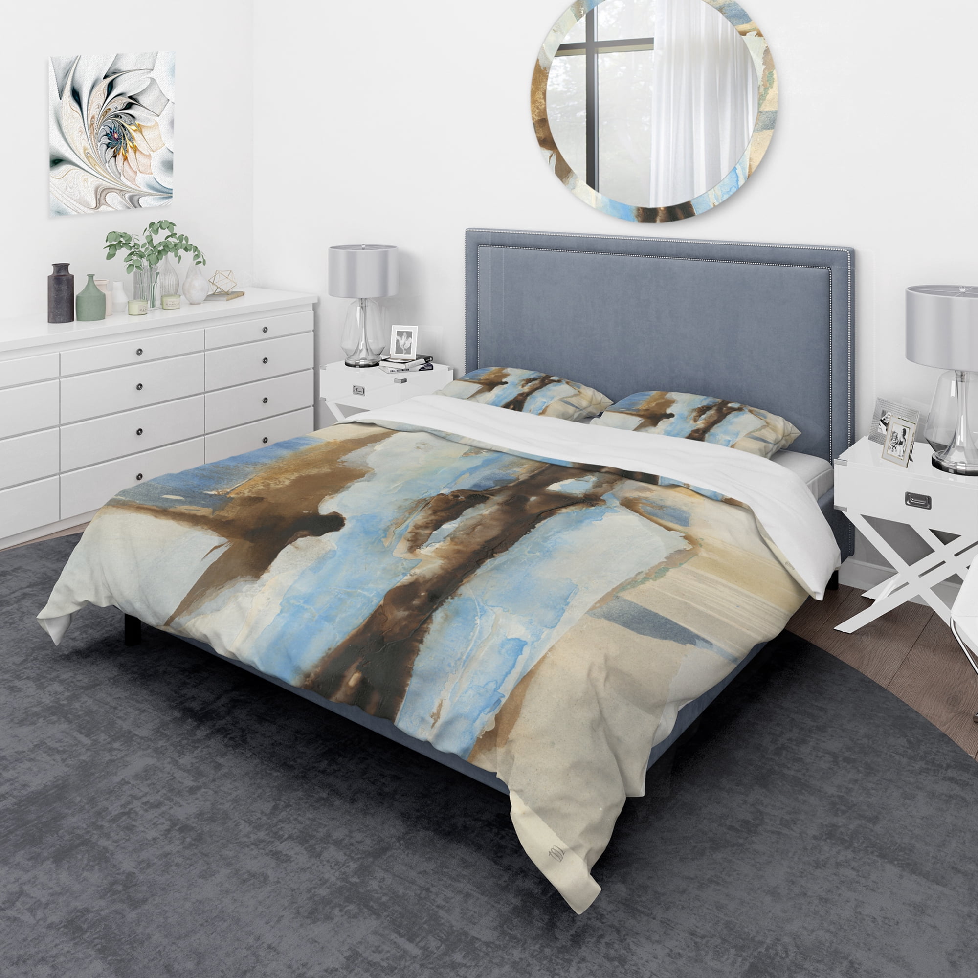 Designart 'River Run I' Geometric Duvet Cover Set