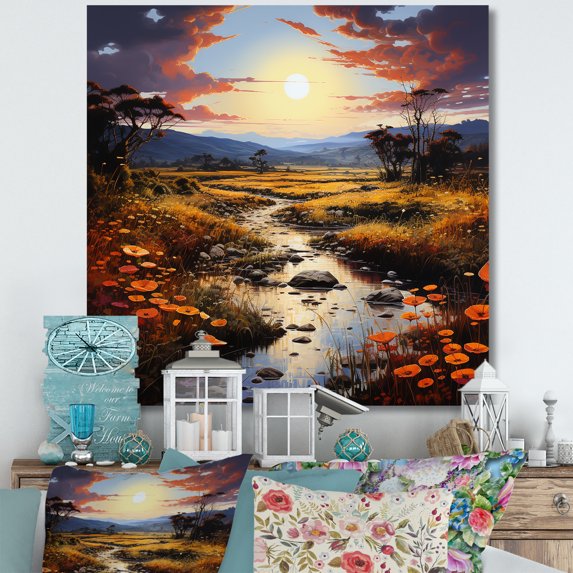 Designart "River'S Neo Expressionistic Harmony I" Neo-Expressionism Canvas Art Print
