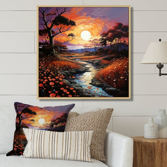Designart "River'S Neo Expressionistic Harmony" Neo-Expressionism Floater Framed Wall Decor