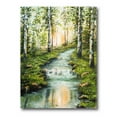 thumbnail image 1 of Designart ' River Through Green Birch Forest ' Lake House Canvas Wall Art Print, 1 of 4