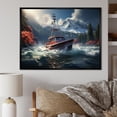 thumbnail image 1 of Designart "River Tranquility Red and White Fishing Boat III" Transportation Framed Wall Art - Modern Red Boat Fishing Entryway Framed Wall Art, 1 of 6