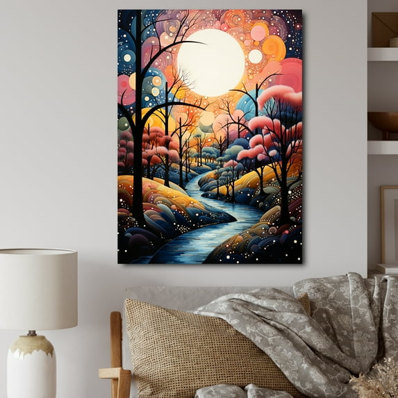 Designart "River curious Thorugh Forest Landscape I" Landscape & Nature Wall Art Print
