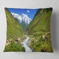 thumbnail image 1 of Designart River in Caucasus Mountains - Landscape Printed Throw Pillow - 16x16, 1 of 4