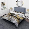 thumbnail image 1 of Designart "River of Joy Abstract in Gold, Black, and White I" Abstract Painting Bedding Covert Set - Modern Gold Abstract Bed Set With 1 Sham, 1 of 6