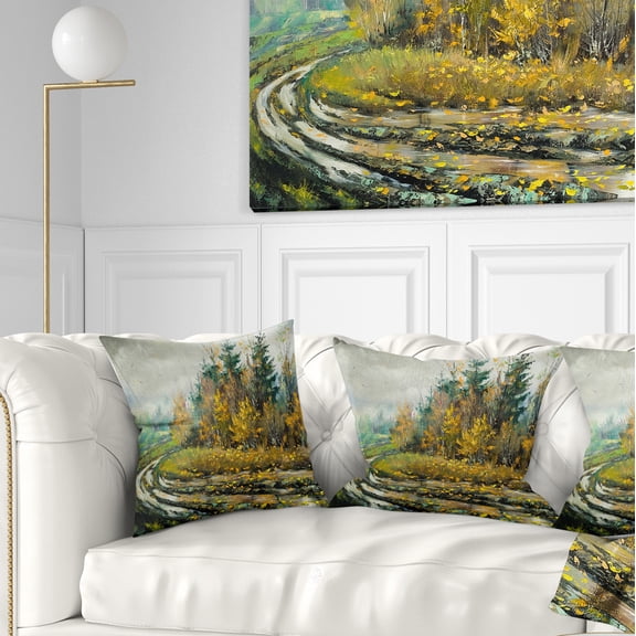 Designart River on a Decline - Landscape Printed Throw Pillow - 18x18