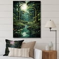 thumbnail image 1 of Designart "River's Path Through the Forest I" Landscapes Canvas Wall Art - Traditional Green Forest Living Room Canvas Art, 1 of 6