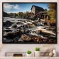 thumbnail image 1 of Designart "Riverside Mills Watercolor Beauty in Green and Brown" Mills Floater Framed Wall Decor, 1 of 7