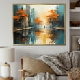 thumbnail image 1 of Designart "Riverside Reflection Orange Rivers painting I" Modern Floater Framed Canvas Wall Art, 1 of 7