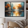 thumbnail image 1 of Designart "Riverside Reflection Orange Rivers painting I" Modern Floater Framed Canvas Wall Art, 1 of 7