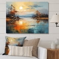 thumbnail image 1 of Designart "Riverside Reflection Orange Rivers painting II" Modern Canvas Print, 1 of 5