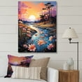 thumbnail image 1 of Designart "Riverside Rural Allure At Dusk" Landscape Forest River Canvas Prints, 1 of 7
