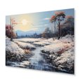 thumbnail image 1 of Designart "Riverside Tranquility in Winter I" Landscapes Metal Art Print, 1 of 5