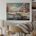 thumbnail image 1 of Designart "Riverside Tranquility in Winter II" Landscapes Print on Natural Pine Wood, 1 of 5