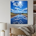 thumbnail image 1 of Designart "Road Reflection Blue Sky" Landscape & Nature Canvas Print, 1 of 5