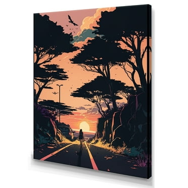 Designart Road To The Sunset I Canvas Wall Art