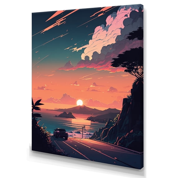 Designart Road To The Sunset II Canvas Wall Art