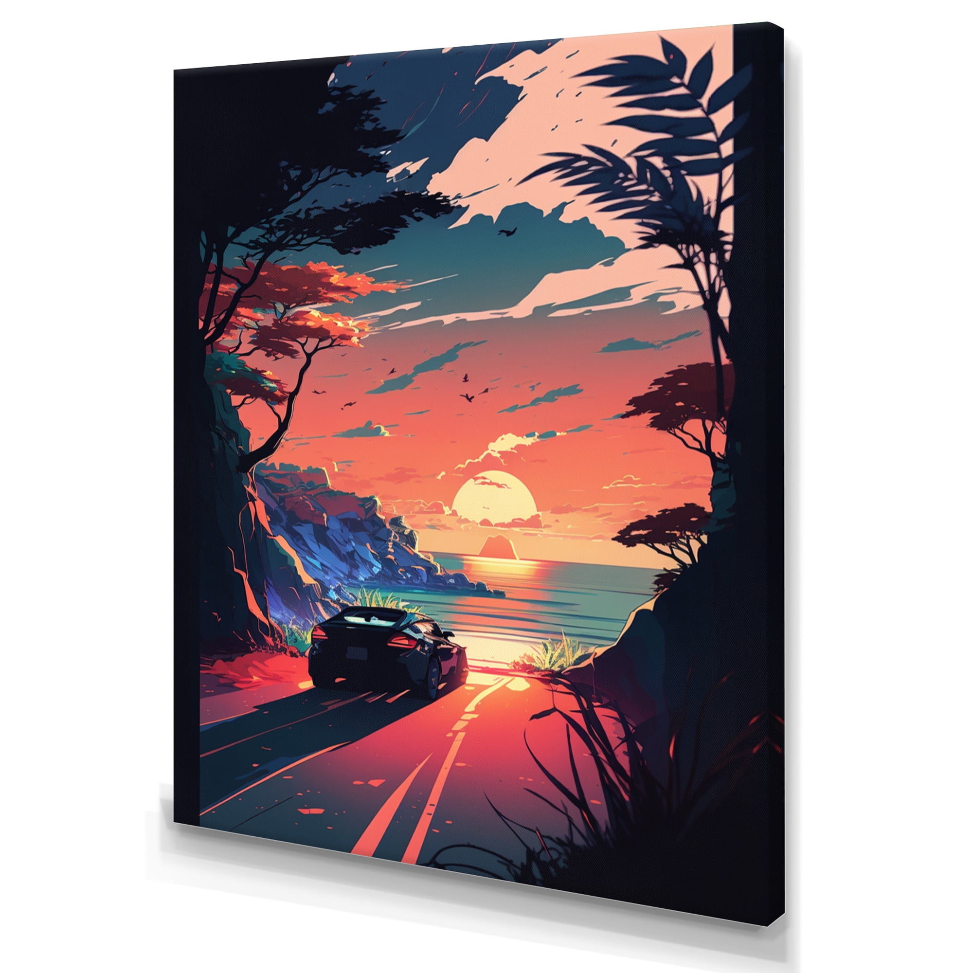 Designart Road To The Sunset V Canvas Wall Art