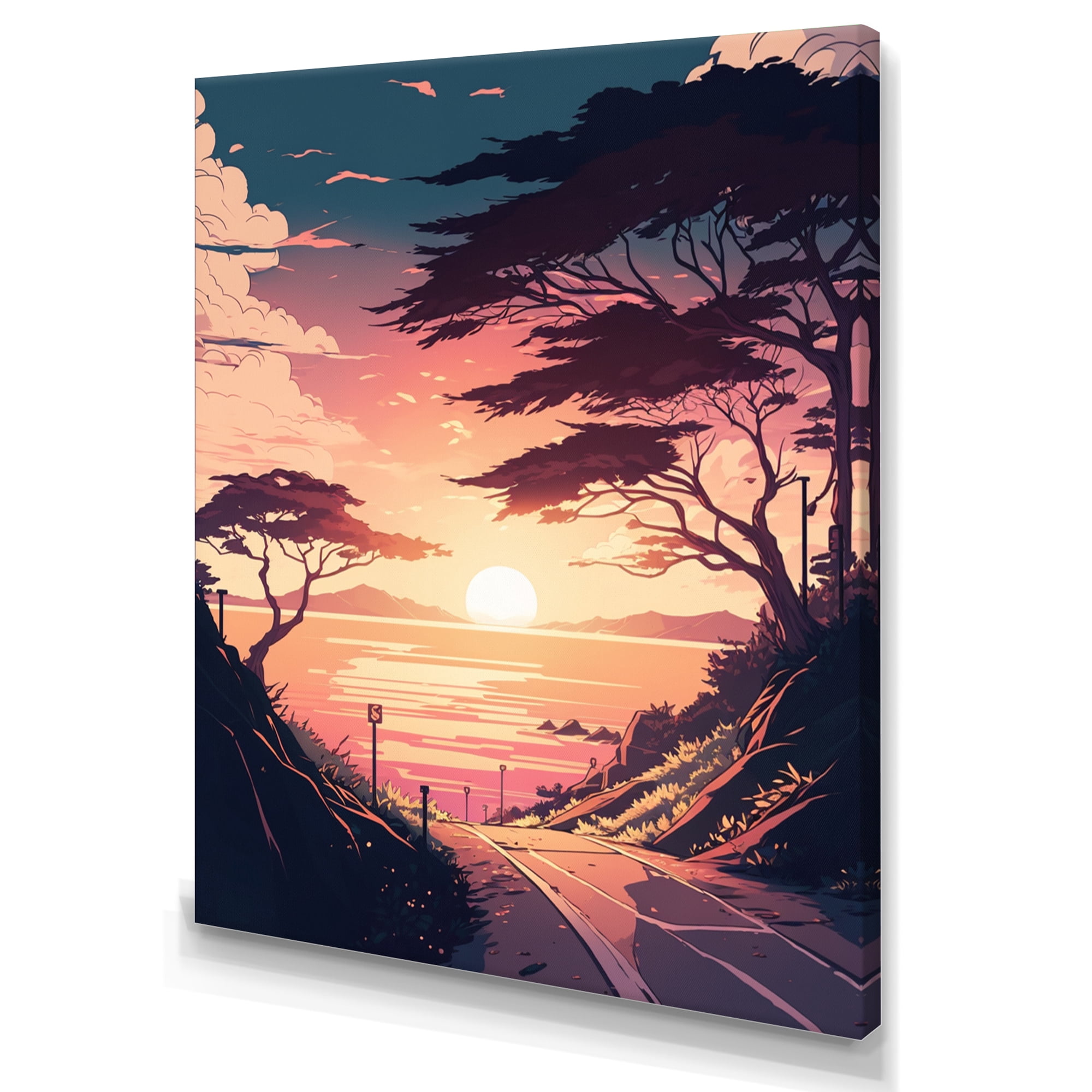 Designart Road To The Sunset VII Canvas Wall Art