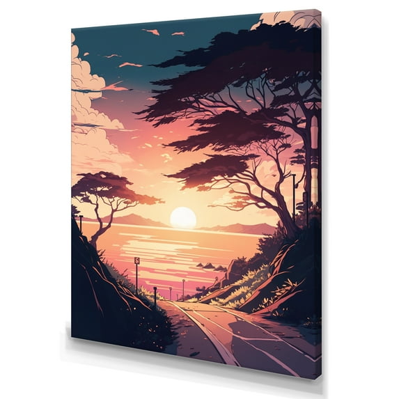 Designart Road To The Sunset VII Canvas Wall Art