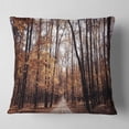 thumbnail image 1 of Designart Road in Autumn Golden Forest - Forest Throw Pillow - 18x18, 1 of 4