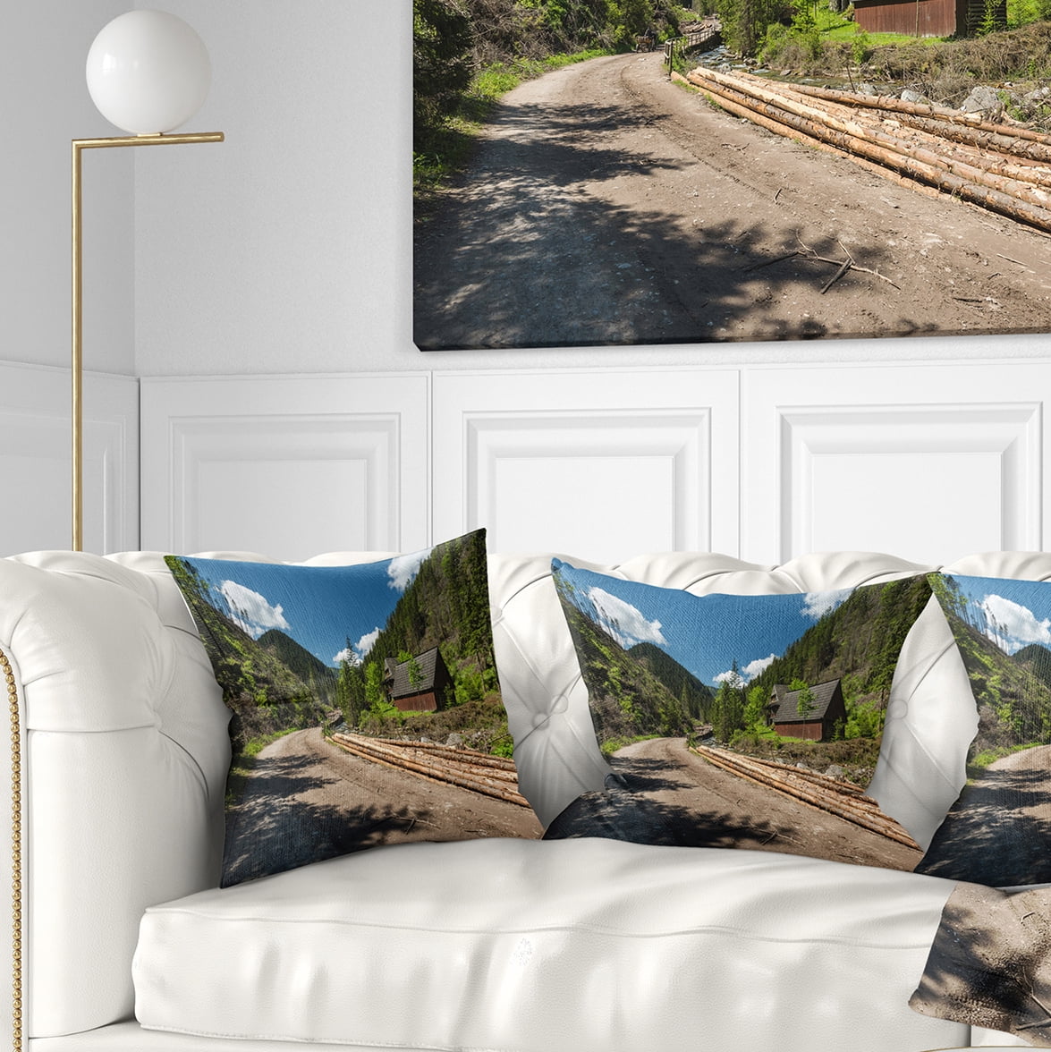 Designart Road in Chocholowska Valley - Landscape Printed Throw Pillow - 16x16