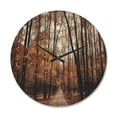 thumbnail image 1 of Designart 'Road in Golden Autumn Forest ' Modern Wood Wall Clock, 1 of 5