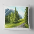 thumbnail image 1 of Designart Road in Green Mountains - Landscape Printed Throw Pillow - 16x16, 1 of 4